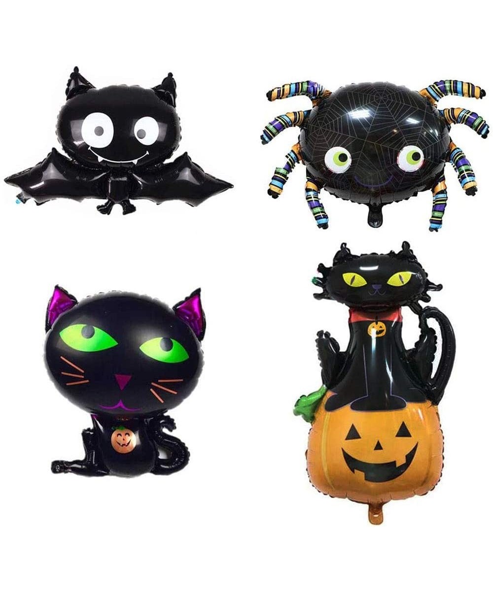 4 PCS Halloween Foil Balloons Black Cat Ghost Bat Balloon for Halloween Decorations Party Supplies - CX19G5TOM7L $6.56 Balloons