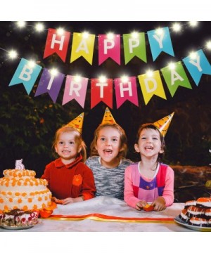 Happy Birthday Rainbow Banner- LED Fairy String Lights Hanging Birthday Sign with 8 Flicker Modes- Birthday Bunting Banner Ga...