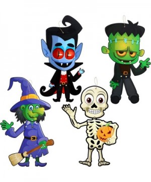 4 Sets Funny Halloween Party Decoration Jointed Figures Halloween Door Hanger- Hanging Halloween Wall Decoration Signs Vampir...