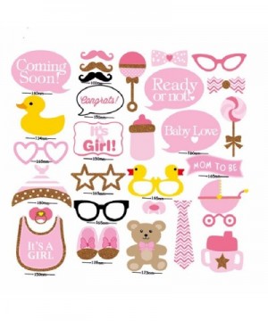 Pink and Gold Girls Baby Shower Photo Booth Props Kit- DIY Pose Sign Party Decoration Supplies - 30 Printed Pieces with Woode...