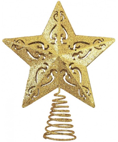 8 Inches Glittered Christmas Tree Topper Metal 5 Point Star Treetop Xmas Tree Decoration Wire Star Treetop for Home Holiday D...