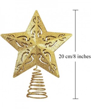 8 Inches Glittered Christmas Tree Topper Metal 5 Point Star Treetop Xmas Tree Decoration Wire Star Treetop for Home Holiday D...