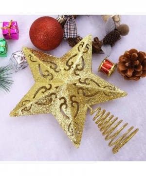 8 Inches Glittered Christmas Tree Topper Metal 5 Point Star Treetop Xmas Tree Decoration Wire Star Treetop for Home Holiday D...