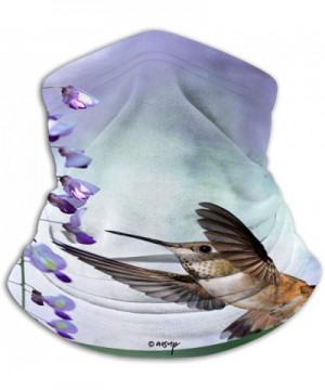 Face Mask Custom 3D Seamless Half Face Bandana Balaclava - Tiny Hummingbird Over Background of Purple Wisteria Vertical Ima -...