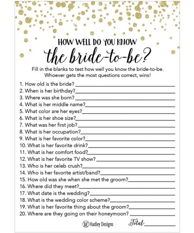 25 Black and Gold How Well Do You Know The Bride Bridal Wedding Shower or Bachelorette Party Game- Who Knows The Best- Does T...