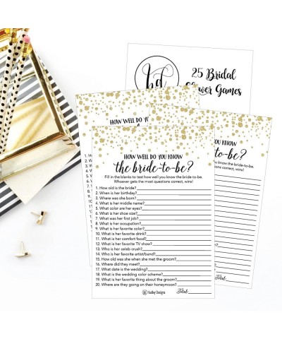 25 Black and Gold How Well Do You Know The Bride Bridal Wedding Shower or Bachelorette Party Game- Who Knows The Best- Does T...