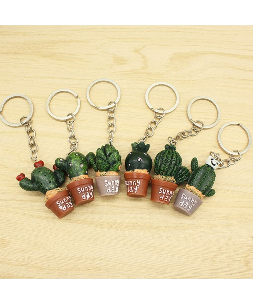 12 Pcs Creative Cute Potted Plant Cactus Succulents Shape Keychains Key rings Chain For Bag Charm Pendant Jewelry - Cactus - ...