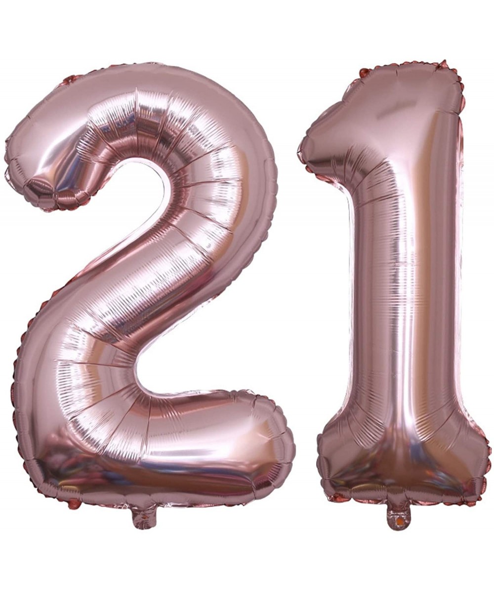 21st Birthday Party Balloons and Decoration Bundle - Large Size 40 Inch Number 21 Rose Gold Balloons for Photo Backdrop- Bann...
