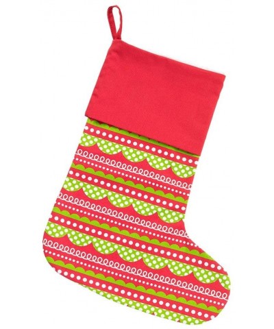 16.5 inch Holly Jolly Red and Lime Green Rick Rack All Cotton Christmas Stocking - Holly Jolly - C5187G5NSD6 $17.12 Stockings...