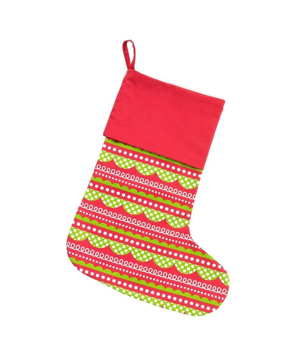 16.5 inch Holly Jolly Red and Lime Green Rick Rack All Cotton Christmas Stocking - Holly Jolly - C5187G5NSD6 $17.12 Stockings...