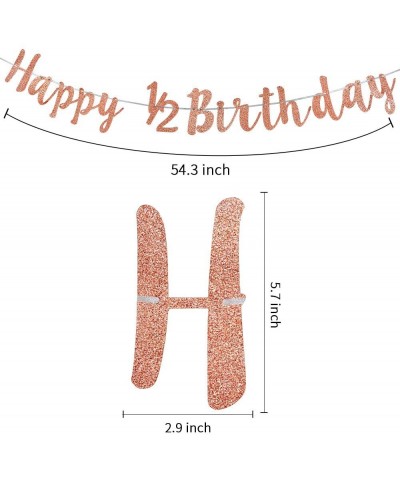 Half Birthday Banner Decorations- Happy 1/2 Birthday Supplies for Girl- Rose Gold 6 Month Birthday Decorations with Happy 1/2...