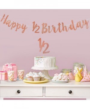 Half Birthday Banner Decorations- Happy 1/2 Birthday Supplies for Girl- Rose Gold 6 Month Birthday Decorations with Happy 1/2...