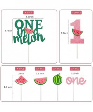 Set of 27 One in a Melon Cake Cupcake Toppers Glitter Watermelon Cake Toppers 1st Birthday Party Cake Decor Watermelon Themed...