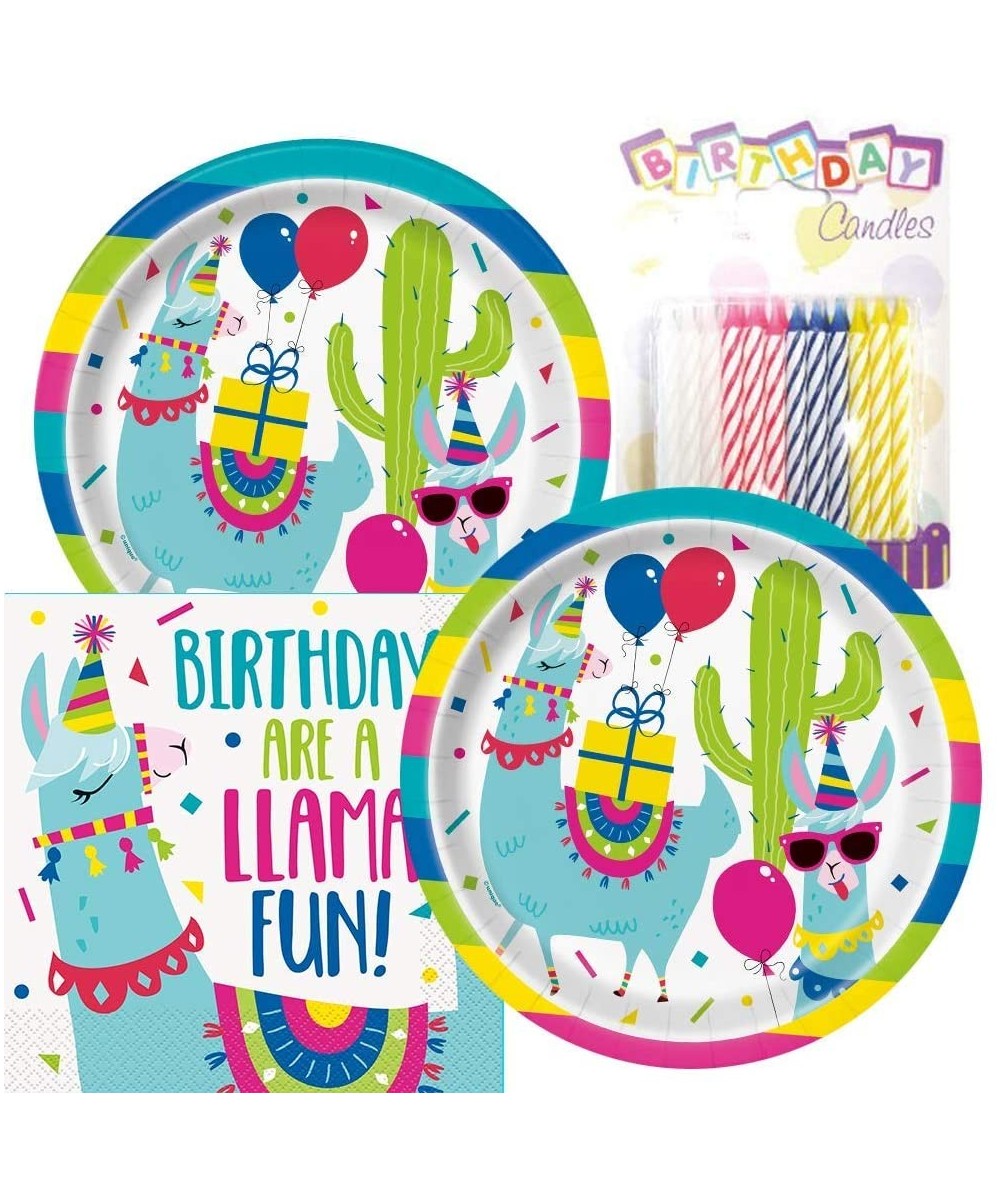 Llama Llama Themed Party Pack - Includes Paper Plates & Luncheon Napkins Plus 24 Birthday Candles - Servers 16 - CC18O9HGZIN ...