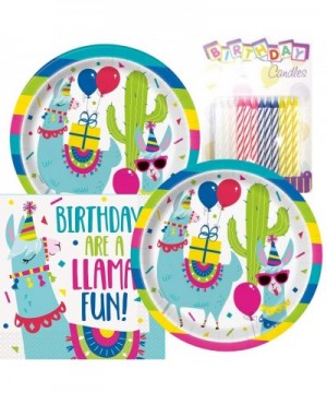 Llama Llama Themed Party Pack - Includes Paper Plates & Luncheon Napkins Plus 24 Birthday Candles - Servers 16 - CC18O9HGZIN ...