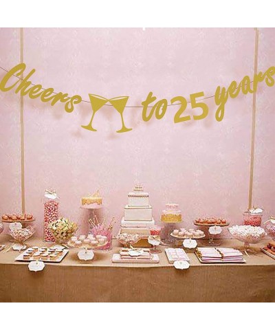 25th Birthday Party Decorations - Glittery Gold Cheers to 25 Years Banner-Perfect Party Supplies 25th Anniversary Decorations...