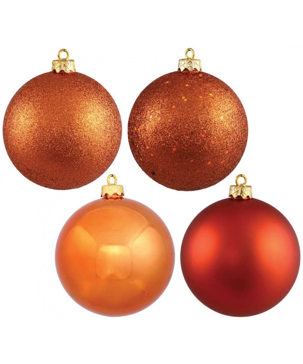 4ct Burnt Orange Shatterproof 4-Finish Christmas Ball Ornaments 6" (150mm) - Burnished Orange - C211PRJU4MZ $34.40 Ornaments