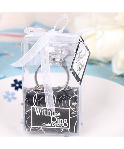 Diamond Wedding Ring Keychain Ring Shaped Gift Decoration Favors Bridal Shower Party- White - White - CO12HW1ATN3 $5.91 Favors