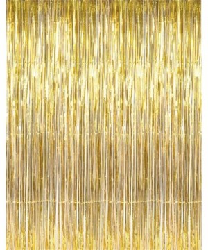 6.5Ft Metallic Tinsel Gold Foil Fringe Curtains Backdrop Christmas Hanging Streamers for Party/Prom/Birthday Favors - Gold-2m...