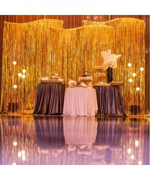 6.5Ft Metallic Tinsel Gold Foil Fringe Curtains Backdrop Christmas Hanging Streamers for Party/Prom/Birthday Favors - Gold-2m...