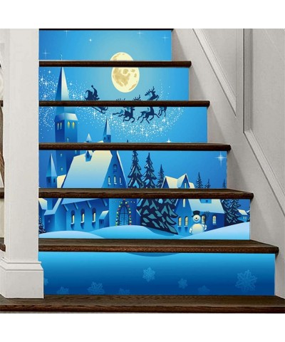 Christmas DecorChristmas 3D Simulation Stair Sticker Waterproof Wall Sticker DIY Home Decor- Christmas Ornaments Advent Calen...