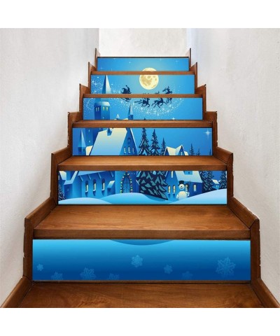 Christmas DecorChristmas 3D Simulation Stair Sticker Waterproof Wall Sticker DIY Home Decor- Christmas Ornaments Advent Calen...