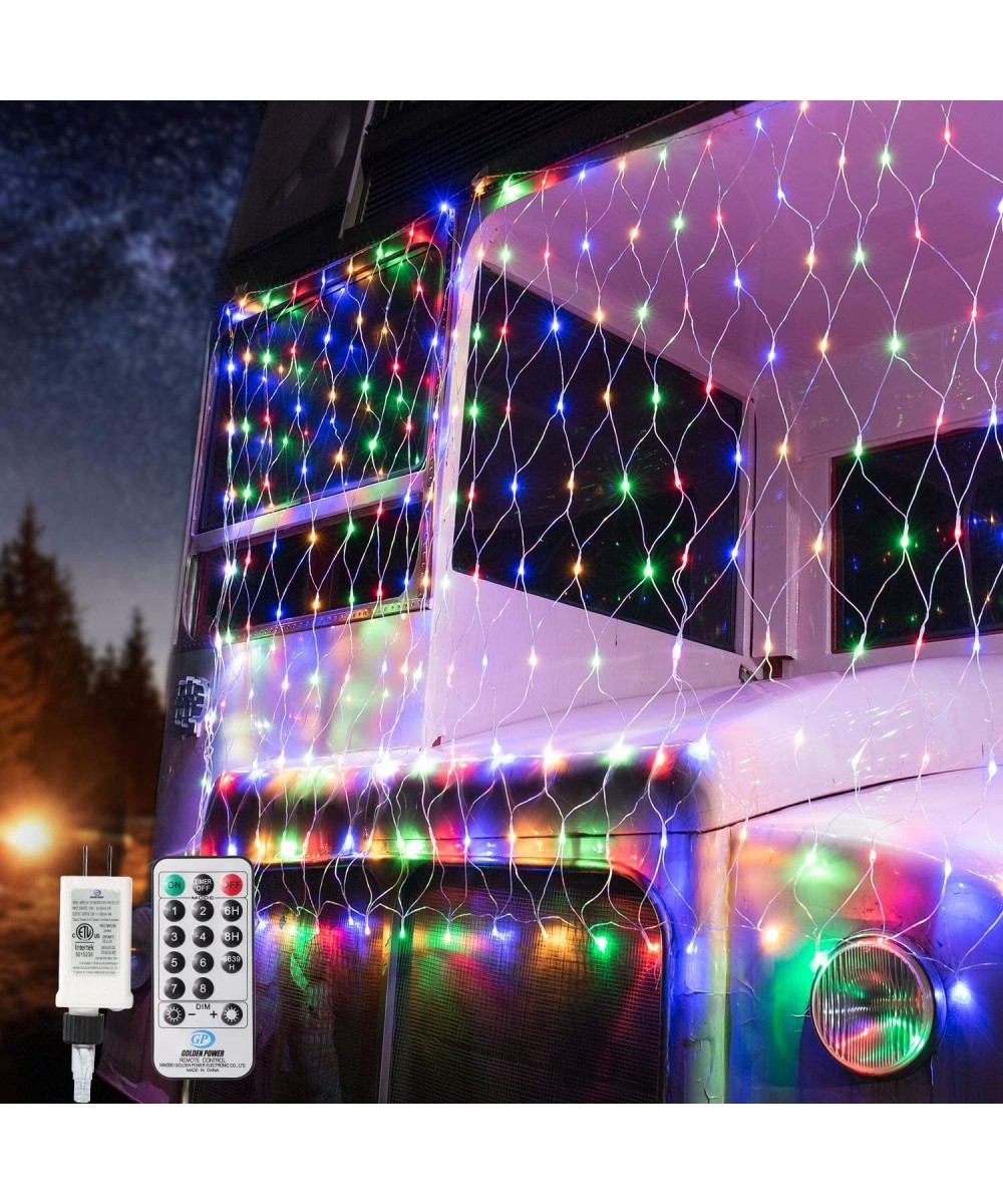 Christmas Net Lights Multicolor- 11.8ft x 4.9ft 360 LED Mesh String Lights with Remote- 8 Modes Connectable Bush Net String L...