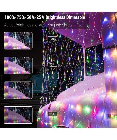 Christmas Net Lights Multicolor- 11.8ft x 4.9ft 360 LED Mesh String Lights with Remote- 8 Modes Connectable Bush Net String L...