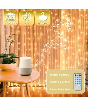 Curtain String Lights- 400 LED 13.1ftX9.8ft USB Powered String Lights- 4 Music Control Modes 8 Lighting Modes Waterproof Deco...