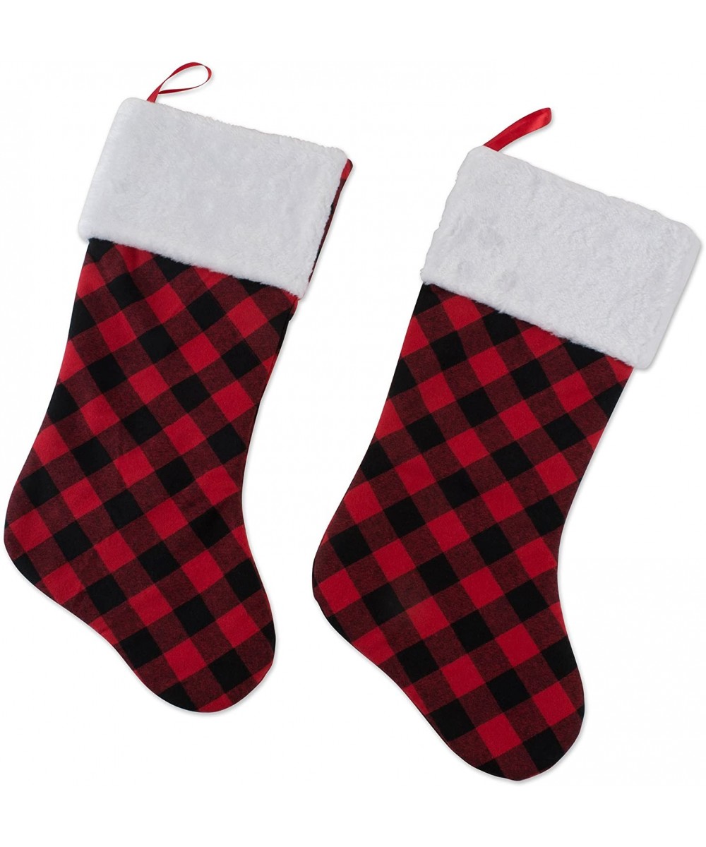 Christmas Stockings- Red & Black Buffalo Check 2 Count - Red & Black Buffalo Check - CZ18E4R3OQI $11.48 Stockings & Holders