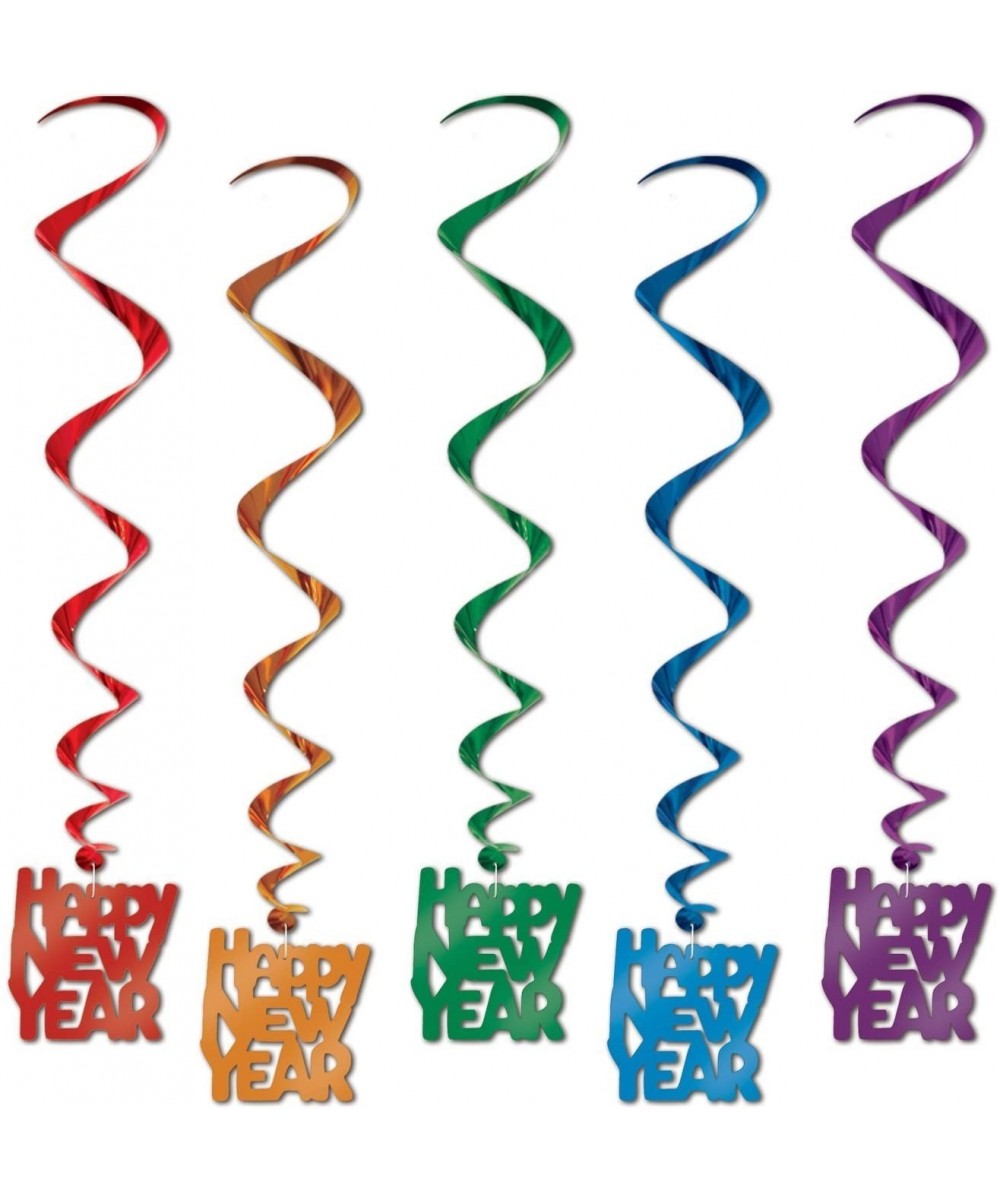 Assorted Color Happy New Year Whirls- 33-inch- (5 Per Package) Pkg/3 - Not Applicable - C4129DTHC47 $5.95 Streamers