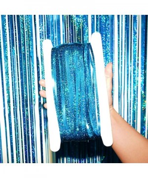 Blue Tinsel Foil Fringe Curtains - Under The Sea Baby Shower Birthday Photo Backdrops Bachelorette Wedding Graduation Party D...