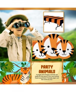 Tiger Theme Party Dinnerware Bundle - Napkins- Plates- Table Cover - Animal Faces Decoration- Safari Birthday- Baby Shower De...