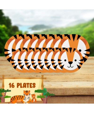 Tiger Theme Party Dinnerware Bundle - Napkins- Plates- Table Cover - Animal Faces Decoration- Safari Birthday- Baby Shower De...