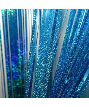 Blue Tinsel Foil Fringe Curtains - Under The Sea Baby Shower Birthday Photo Backdrops Bachelorette Wedding Graduation Party D...