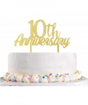 Gold Glitter 10th Anniversary Cake Topper 10th Wedding Anniversary-10th Birthday-Cheers to 10 Years Party Decorations Supplie...