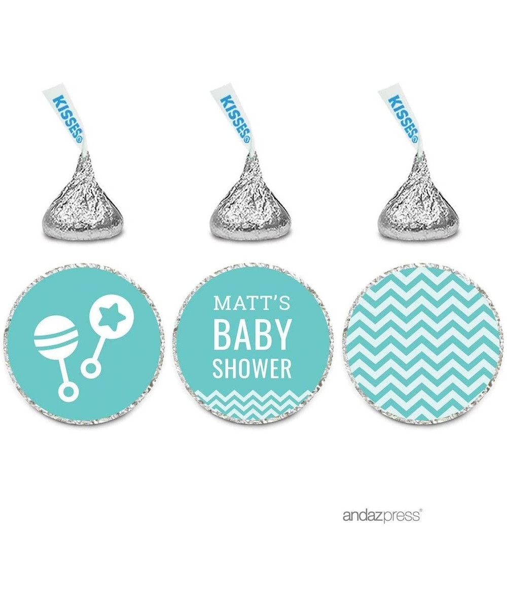 Diamond Blue Chevron Boy Baby Shower Collection- Personalized Chocolate Drop Label Stickers Trio- 216-Pack- Fits Hershey's Ki...