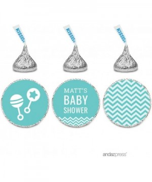 Diamond Blue Chevron Boy Baby Shower Collection- Personalized Chocolate Drop Label Stickers Trio- 216-Pack- Fits Hershey's Ki...