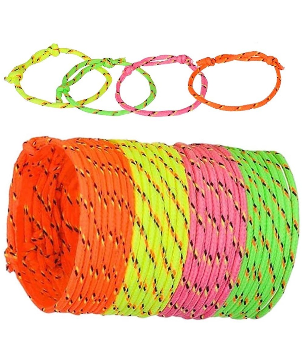 144 Neon Woven Rope Adjustable Friendship Bracelets in 4 Assorted Neon Colors- Great Christmas Stocking Stuffer- Goody Bags o...