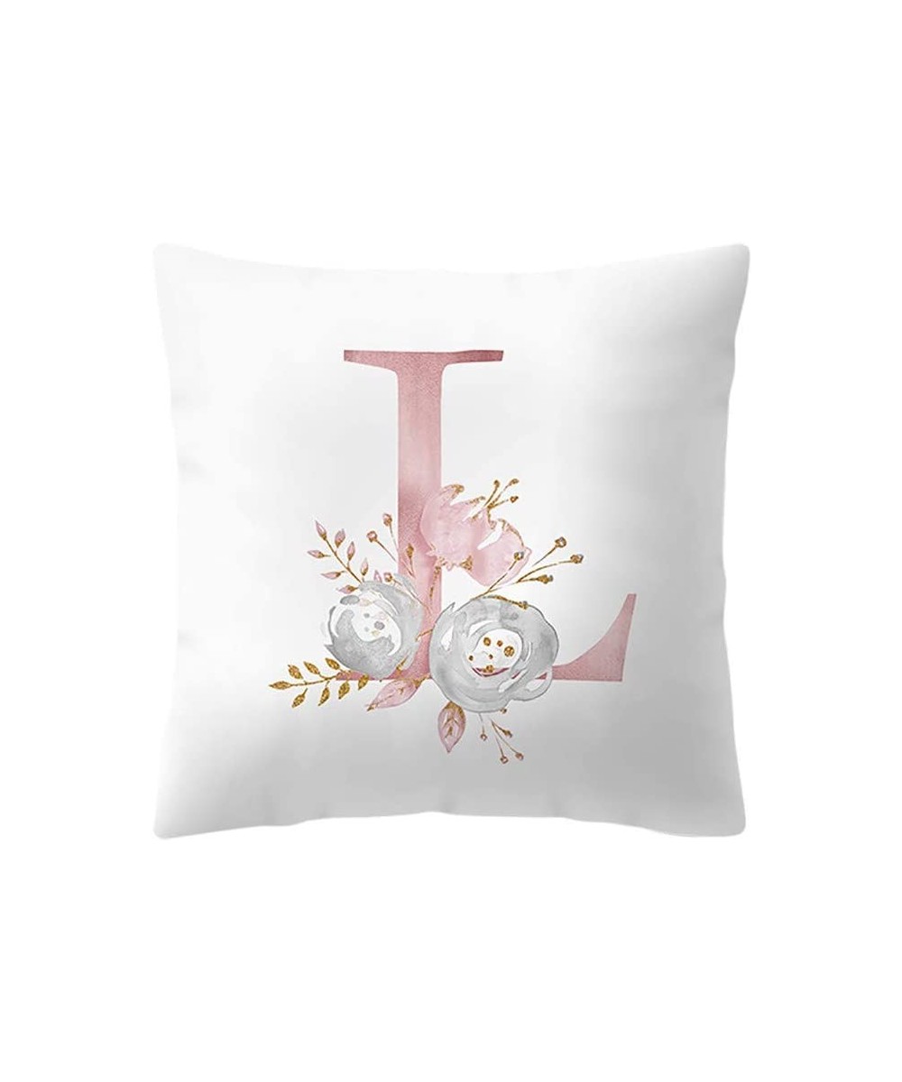 Alphabet Square Decorative Cushion Cover Pillow Protectors Bolster Pillow Case Pillowslip-Throw Pillow Covers - L - CZ18RM2CE...