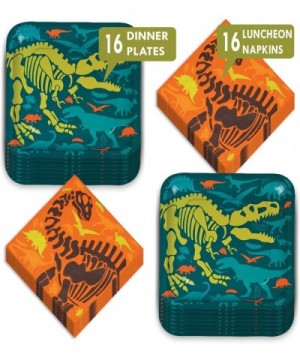 Dinosaur Party Supplies - Dino Dig Fossil Skeleton Paper Dinner Plates and Luncheon Napkins (Serves 16) - Dino Dig Fossil Ske...