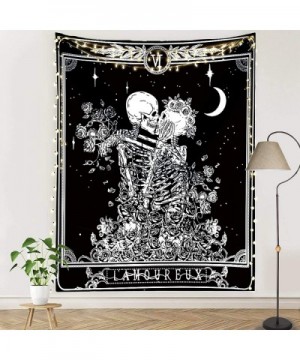 Skull Tapestry Tarot Skeleton Wall Tapestry The Kissing Lover Gothic Home Decor Black and White Wall Hanging for Bedroom - Ki...