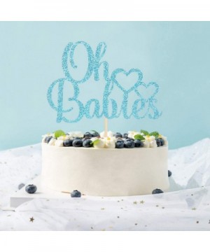 Oh Babies Cake Topper- Cake Decoration for Twins Baby Shower- First Birthday- Gender Reveal- Theme Party Supplies- Blue Glitt...