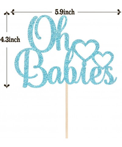 Oh Babies Cake Topper- Cake Decoration for Twins Baby Shower- First Birthday- Gender Reveal- Theme Party Supplies- Blue Glitt...