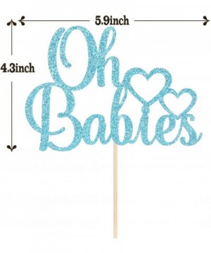 Oh Babies Cake Topper- Cake Decoration for Twins Baby Shower- First Birthday- Gender Reveal- Theme Party Supplies- Blue Glitt...