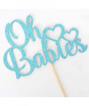 Oh Babies Cake Topper- Cake Decoration for Twins Baby Shower- First Birthday- Gender Reveal- Theme Party Supplies- Blue Glitt...