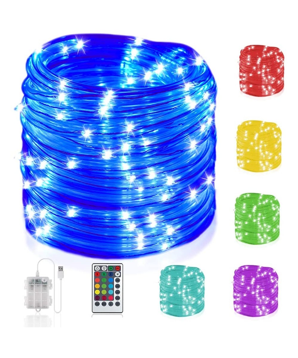 LED Rope Lights Battery Operated- 33ft 100 LED 16 Color Changing Outdoor Rope Lights USB Powered- Waterproof Fairy Lights wit...