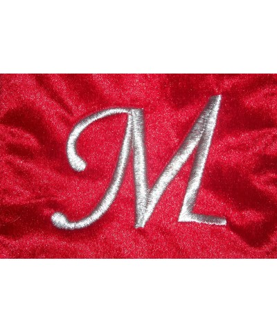 Classic 18" Red Christmas Stocking Silver Thread Monogram of M - CP12ODWXKOW $5.83 Stockings & Holders