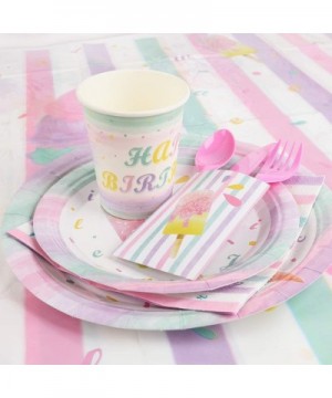 Ice Cream Party Supplies Set - Ice Cream and Popsicle Party Tableware for Girls Birthday Baby Shower Disposable Tablecloth Pl...