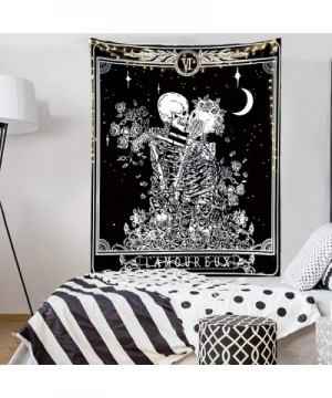 Skull Tapestry Tarot Skeleton Wall Tapestry The Kissing Lover Gothic Home Decor Black and White Wall Hanging for Bedroom - Ki...